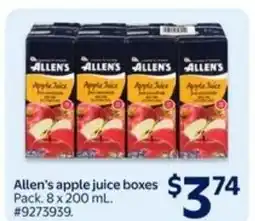 Walmart Allen's apple juice boxes offer