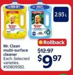 Walmart Mr. Clean multi-surface cleaner offer