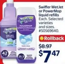 Walmart Swiffer WetJet or PowerMop liquid refills offer