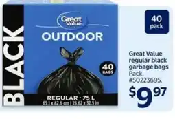 Walmart Great Value regular black garbage bags offer