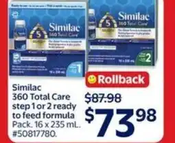 Walmart Similac 360 Total Care step 1 or 2 ready to feed formula offer