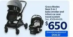 Walmart Graco Modes Nest 3-in-1 baby stroller and infant car seat travel system offer