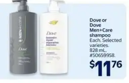Walmart Dove or Dove Men+Care shampoo offer