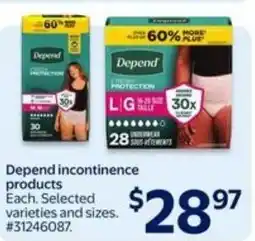 Walmart Depend incontinence products offer