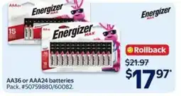 Walmart AA36 or AAA24 batteries offer