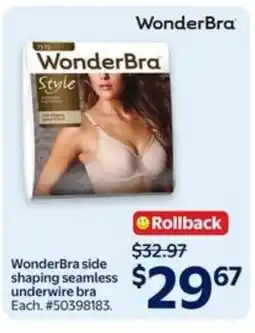 Walmart WonderBra side shaping seamless underwire bra offer