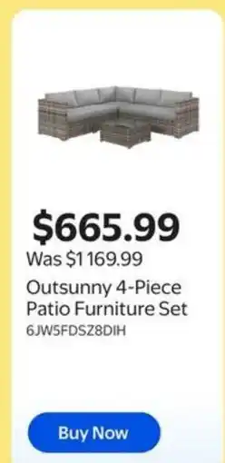 Walmart Outsunny 4-Piece Patio Furniture Set offer