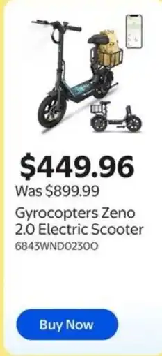 Walmart Gyrocopters Zeno 2.0 Electric Scooter offer