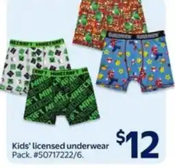 Walmart Kids' licensed underwear offer