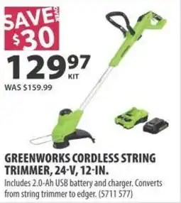 Co-op Greenworks cordless string trimmer offer