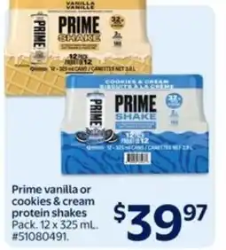Walmart Prime vanilla or cookies & cream protein shakes offer