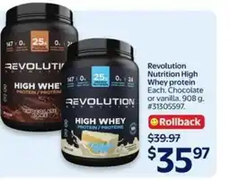 Walmart Revolution Nutrition High Whey protein offer