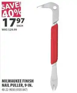 Co-op Milwaukee finish nail puller , 9-in. offer
