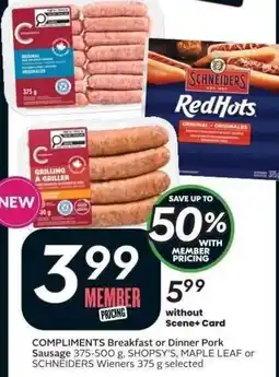 Sobeys COMPLIMENTS Breakfast or Dinner Pork Sauage offer