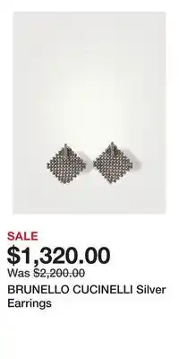 Holt Renfrew BRUNELLO CUCINELLI Silver Earrings offer