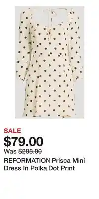 Holt Renfrew REFORMATION Prisca Mini Dress In Polka Dot Print offer