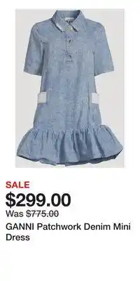 Holt Renfrew GANNI Patchwork Denim Mini Dress offer