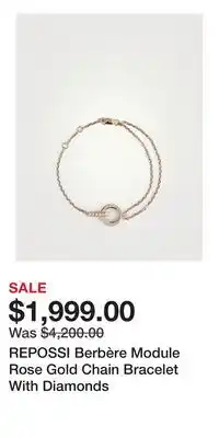 Holt Renfrew REPOSSI Berbère Module Rose Gold Chain Bracelet With Diamonds offer
