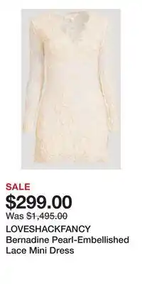 Holt Renfrew LOVESHACKFANCY Bernadine Pearl-Embellished Lace Mini Dress offer