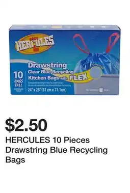 Dollarama HERCULES 10 Pieces Drawstring Blue Recycling Bags offer