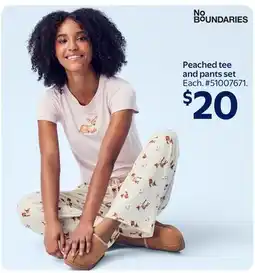 Walmart No Boundaries Peached tee and pants set offer