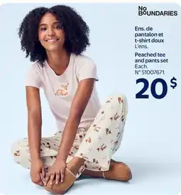 Walmart No Boundaries Peached tee and pants set offer