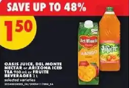No Frills Oasis juice, del monte nectar offer
