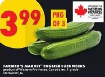 No Frills Farmer's market english cucumbers offer