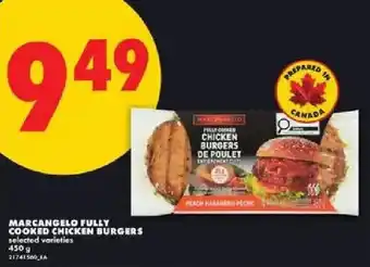 No Frills Marcangelo fully cooked chicken burgers offer