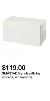 IKEA SMÅSTAD Bench with toy storage, white/white offer