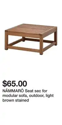 IKEA NÄMMARÖ Seat sec for modular sofa, outdoor, light brown stained offer