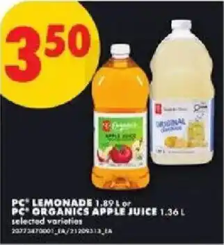 No Frills Pc organics apple juice offer