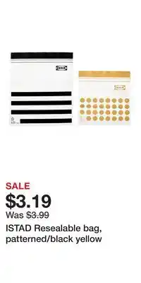 IKEA ISTAD Resealable bag, patterned/black yellow offer