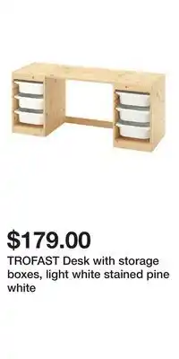 IKEA TROFAST Desk with storage boxes, light white stained pine white offer