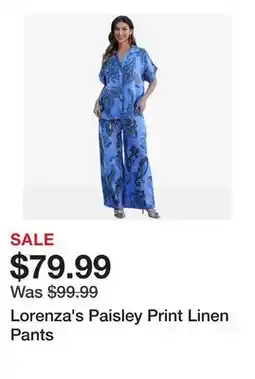 TSC Stores Lorenza's Paisley Print Linen Pants offer