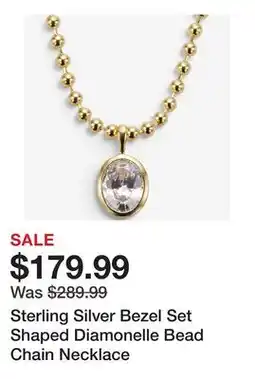 TSC Stores Sterling Silver Bezel Set Shaped Diamonelle Bead Chain Necklace offer