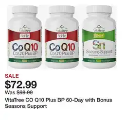 TSC Stores VitaTree CO Q10 Plus BP 60-Day with Bonus Seasons Support offer