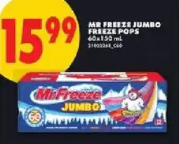No Frills Mr freeze jumbo freeze pops offer