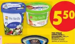 No Frills Tre stelle cubes feta or halloumi offer