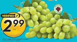 Safeway Extra Large Green Seedless Grapes offer