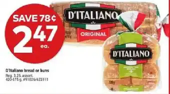 Giant Tiger D'Italiano bread or buns offer