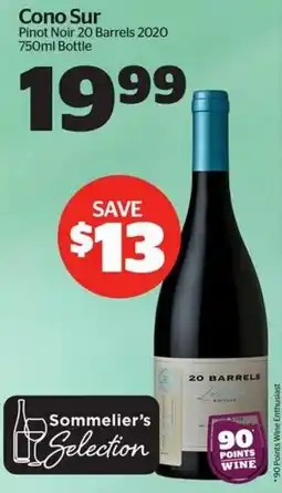 Calgary Co-op Cono Sur Pinot Noir 20 Barrels 2020 offer