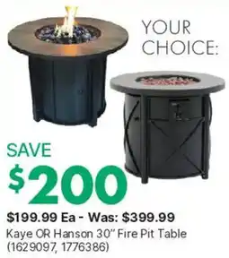 Kent Kaye OR Hanson 30" Fire Pit Table offer