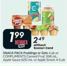Sobeys SNACK PACK Puddings or Gels offer