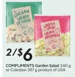 Sobeys COMPLIMENTS Garden Salad or Coleslaw offer