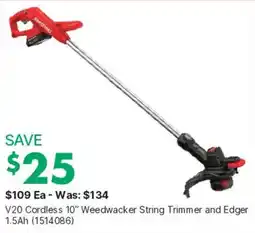 Kent V20 Cordless 10" Weedwacker String Trimmer and Edger offer