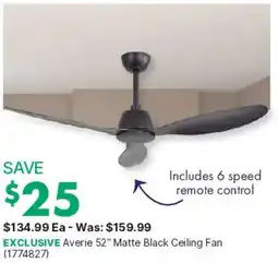 Kent Averie 52" Matte Black Ceiling Fan offer