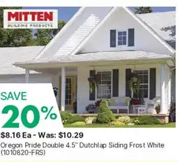 Kent Oregon Pride Double 4.5" Dutchlap Siding Frost White offer