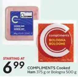 Sobeys COMPLIMENTS Cooked Ham or Bologna offer