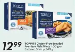 Sobeys TOPPITS Gluten-Free Breaded Premium Fish Fillets or Battered Shrimp offer